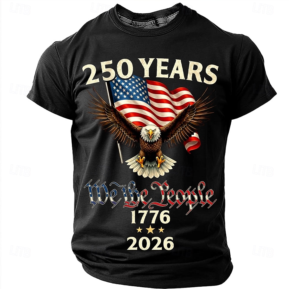 250 Years 1776 2026 We The People Men's Patriotic Bald Eagle American Flag Vintage USA Pride T Shirt Graphic Crew Neck Short Sleeve Independence Day Celebration Gift Designer Clothing Apparel 2026 - $18.99 –P2
