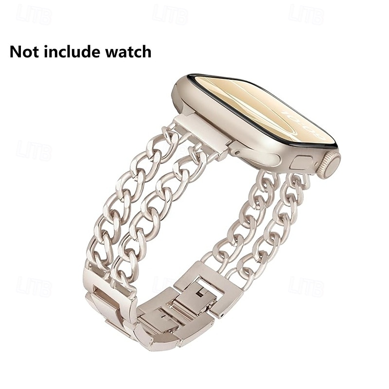 Jewelry Bracelet Compatible with Apple Watch band 38mm 40mm 41mm 42mm 44mm 45mm 46mm 49mm Glitter Double Chain Luxury Alloy Strap Replacement Wristband for iwatch Ultra 3 2 Series 11 10 9 8 7 SE 6 5 2026 - $16.99 –P1