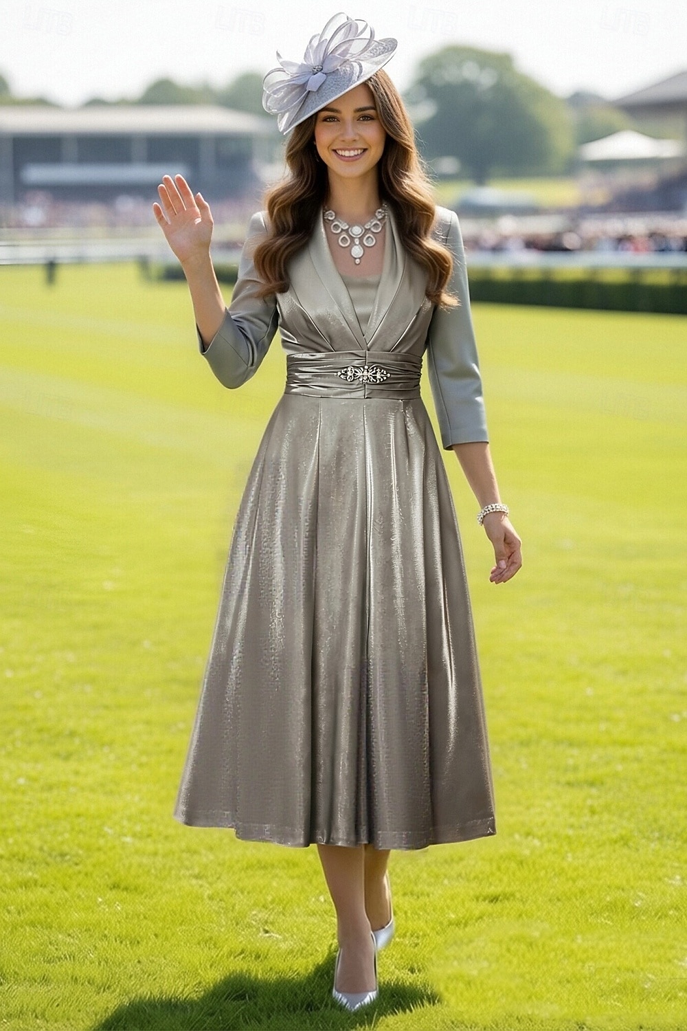 Duas Peças Linha A Longuette Vestido de convidada de casamento Vestido Para Mãe dos Noivos Manga 3/4 Decote Quadrado Elegante Vintage Tamanhos Grandes Convidado do casamento Vestidos de jaqueta com de 2026 por $172.99 –P1