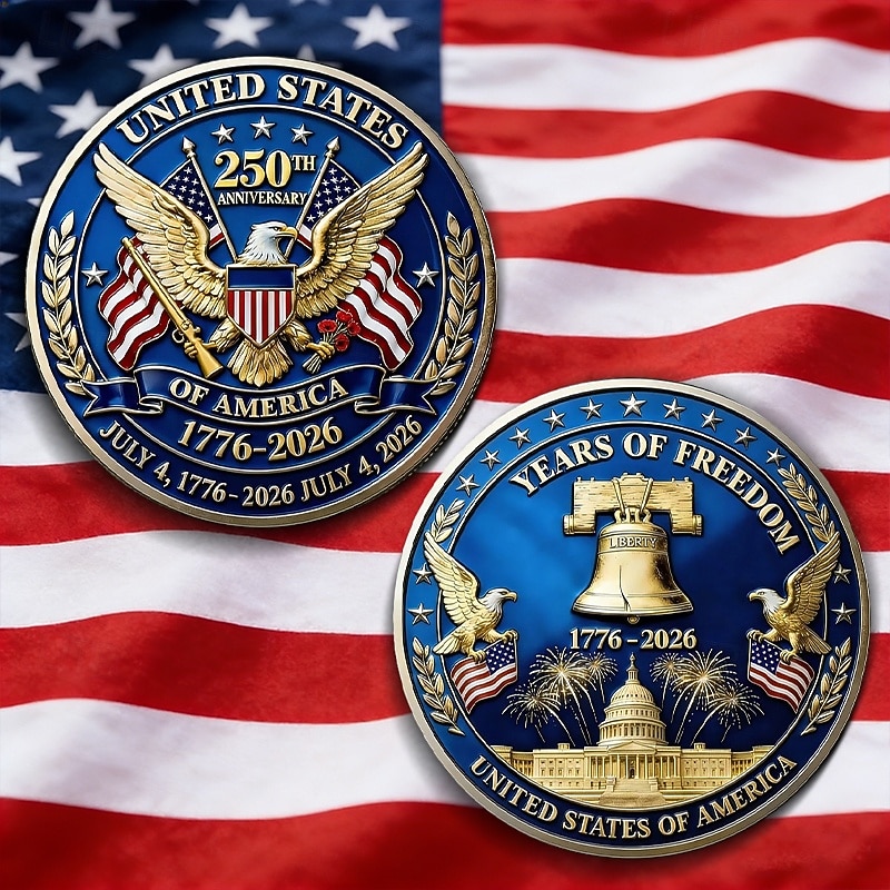 Gedenkmünze zum 250. Jahrestag der Unabhängigkeit der USA, patriotische Medaille (1776–2026) mit Weißkopfseeadler, Mount Rushmore und Freiheitsglocke &Feuerwerk, historisches Sammlerstück, Geschenk 2026 - $19.99 –P1