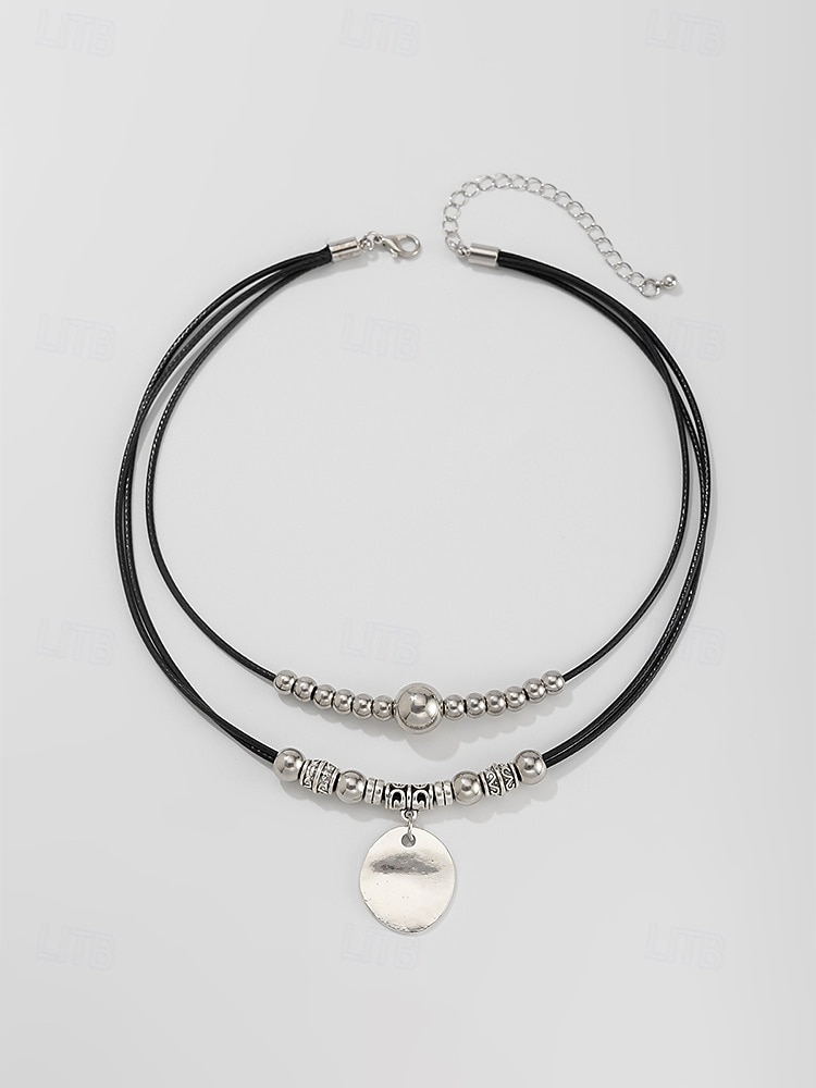 Colar feminino boho com pingente duplo em liga metálica, estilo gargantilha com diversos charmes, perfeito para férias na praia, resorts de verão e uso casual no dia a dia. de 2026 por $9.99 –P8