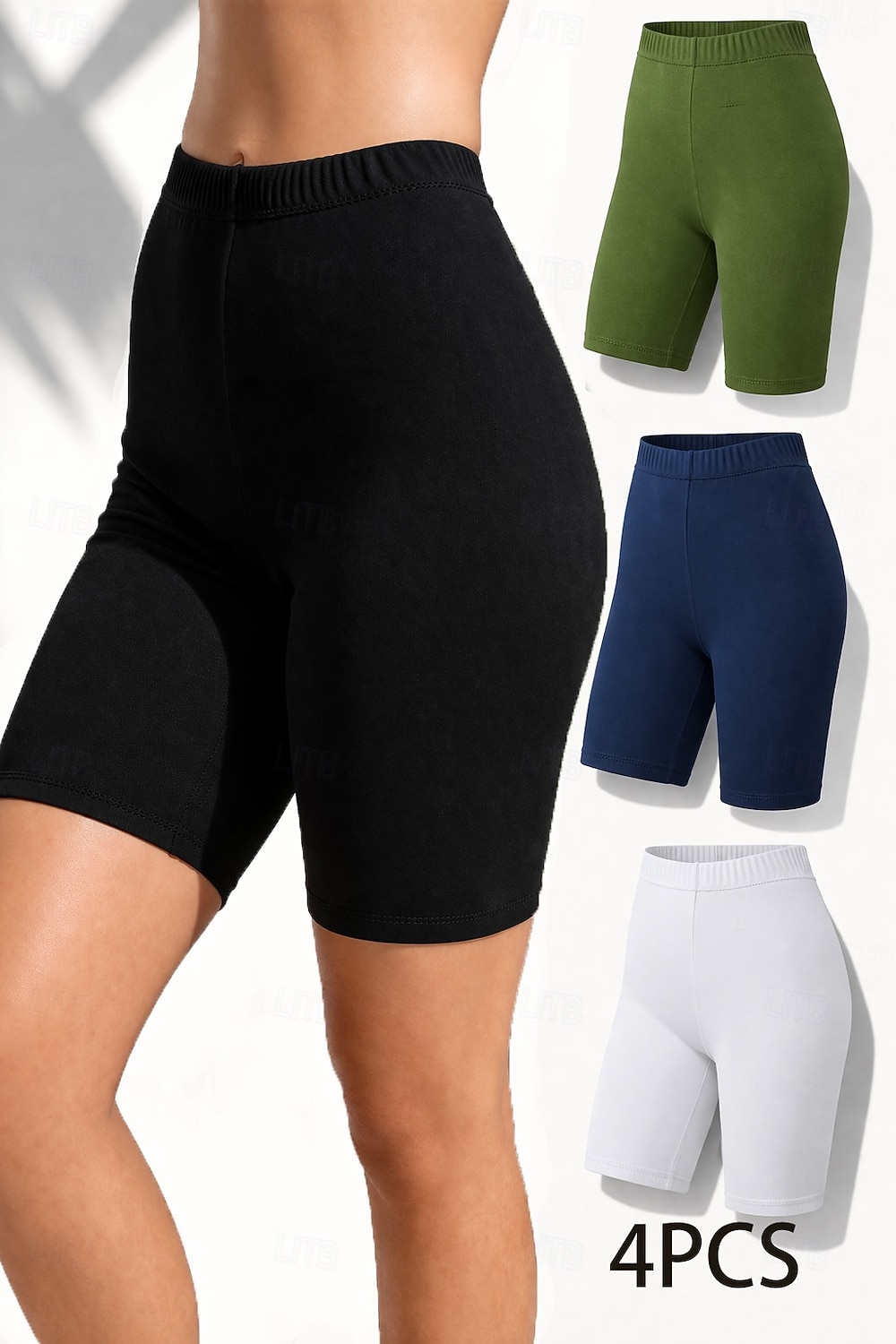 4 pezzi pantaloncini chino da donna leggings leggings comodi vacanza streetwear basic lunghezza al ginocchio vita alta tinta unita elastico in vita comfort traspirante elasticizzato vacanza street del 2026 a $32.99 –P1