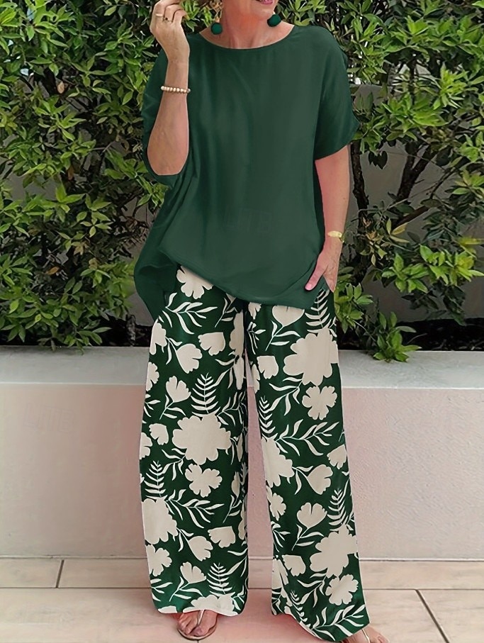 Per donna Camicia Manica Corta Girocollo Floreale Grafico Elegante Vacanza Casuale Quotidiano Nero Blu Arancione Estate Vestibilità comoda del 2026 a $41.99 –P1