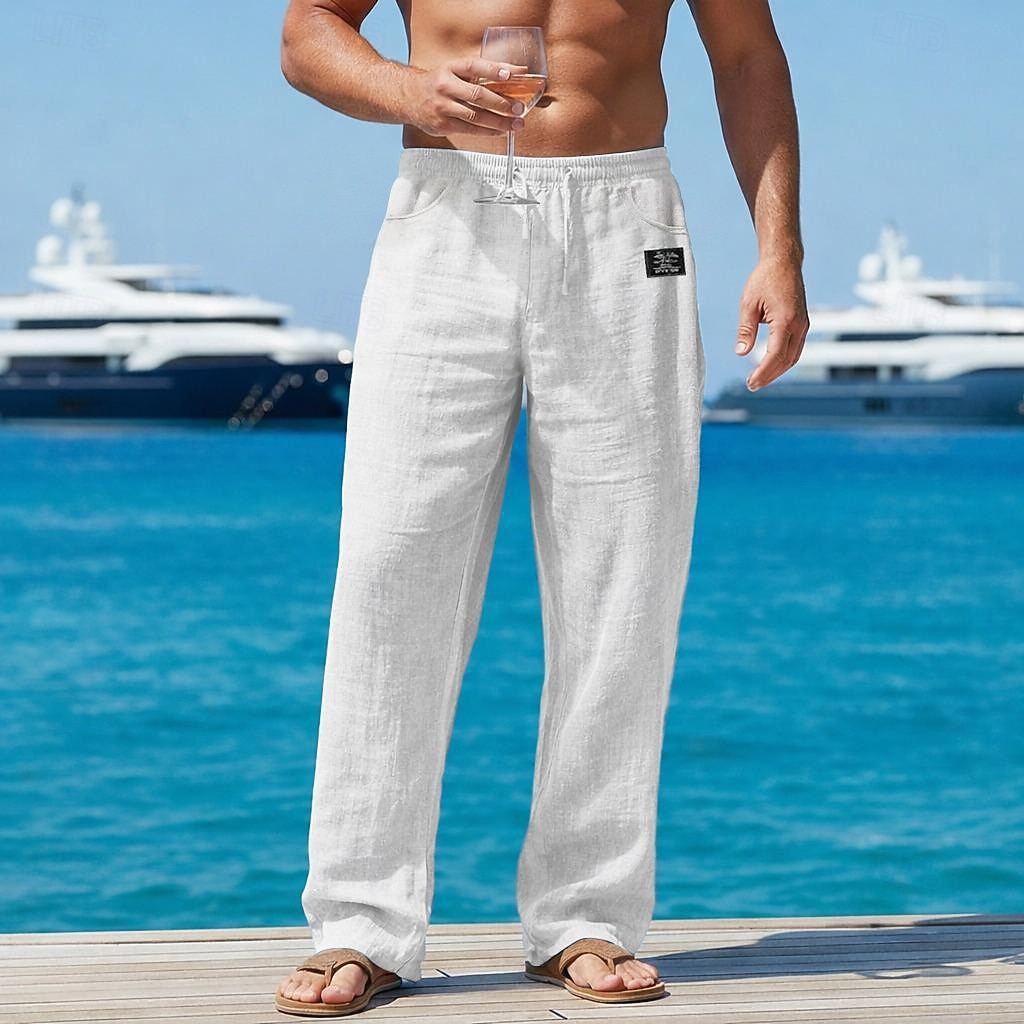 Per uomo Pantaloni di Lino Pantaloni Pantaloni Estivi Pantaloni Larghi Pantaloni da Spiaggia Elastico in vita Gamba Dritta Semplice Comodità Traspirante Lunghezza intera Casuale Quotidiano All'aperto del 2026 a $27.99 –P1