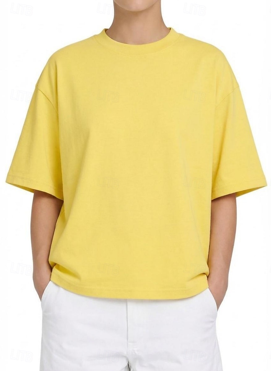 Per donna Taglia grande Maglietta Tinta unica Elegante Casual Manica Corta Girocollo Top Regolari Quotidiano Sportivo Uscire Nero Bianco Giallo Blu marino Arancione Estate Primavera del 2026 a $24.99 –P10