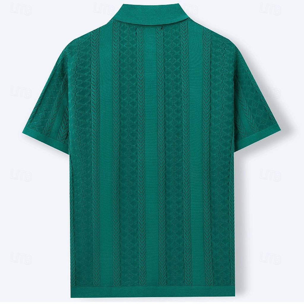 Men's Shirt Casual Shirt Button Up Shirt Jacquard Shirt Blue Green Apricot Short Sleeve Plain Cuban Collar Casual Daily Buttons Clothing Apparel Viscose Elegant Fashion Casual 2026 - $32.99 –P7