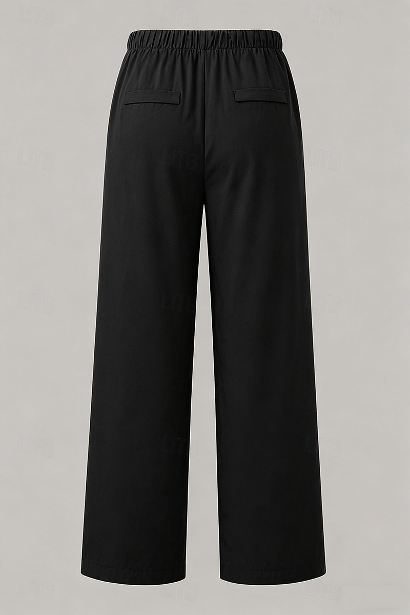 Mujer Pantalones Rectos Vacaciones Básico Longitud total Media cintura Comodidad Rígido Diario Negro Caqui Beige Café Verano Primavera Otoño 2026 - $32.99 –P14