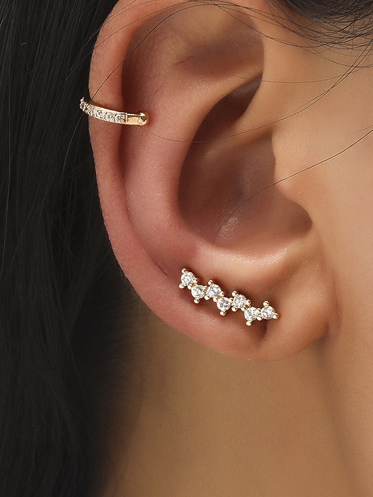 Women's Boho Alloy Ear Cuff Set, Multi Style Crystal Clip On Earrings for Beach Vacation, Summer Resort and Everyday Casual Wear 2026 - $8.39 –P1