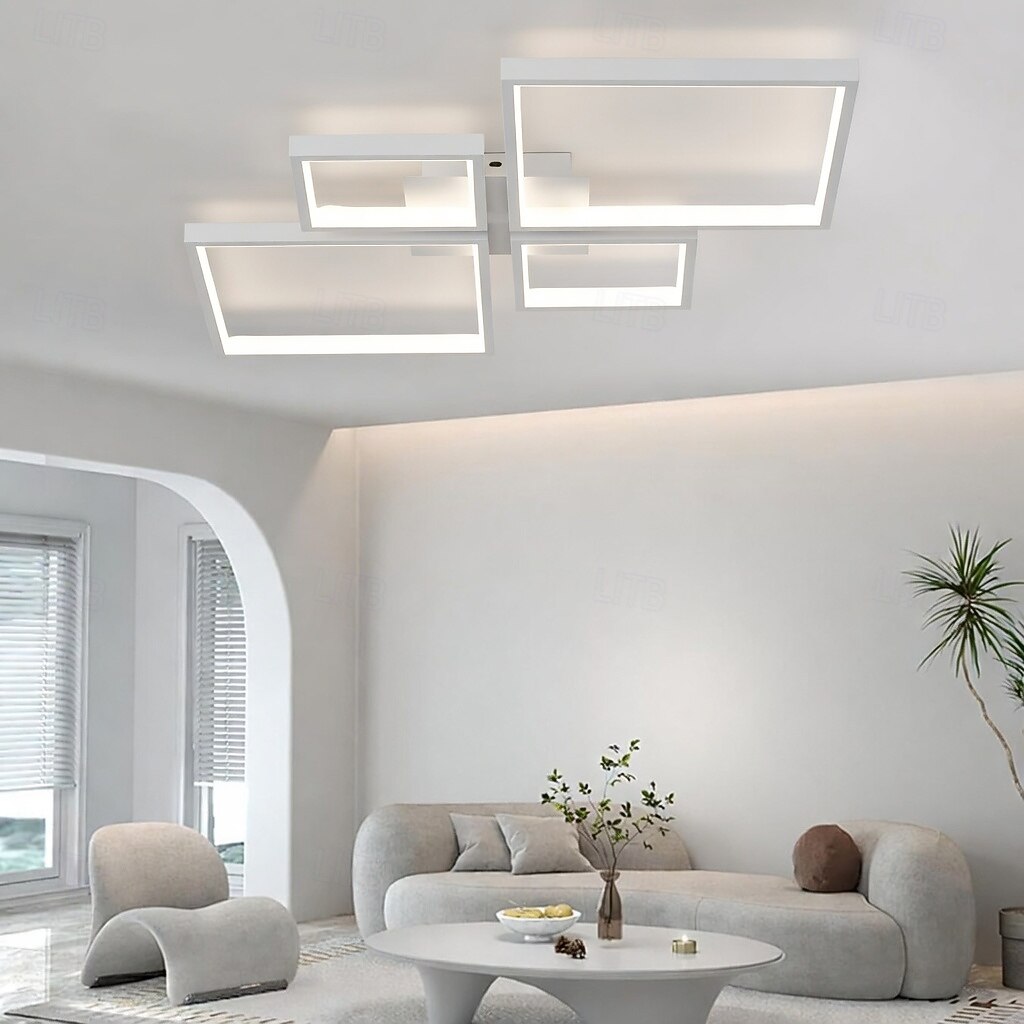 Moderne dimbare led-plafondlamp met afstandsbediening, 4 lichtpunten, aluminium armatuur voor binnenverlichting in woonkamer, slaapkamer, eetkamer, kantoor en keuken, 110-240V. 2026 - $136.99 –P7