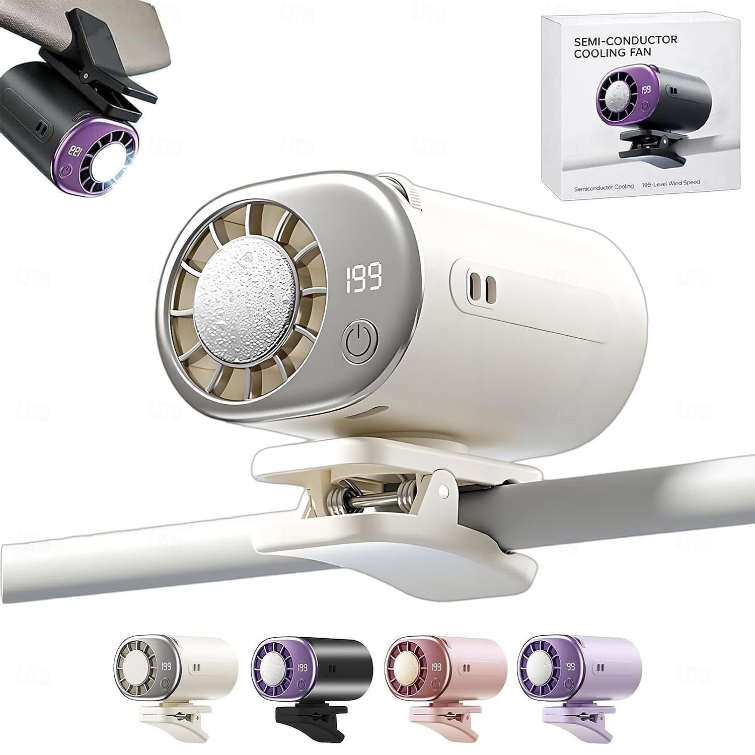 Ventilador de ar condicionado automotivo de encaixe, modelo 2026, com chips de resfriamento semicondutores de 16°C, 199 velocidades ajustáveis e display de LED. &Ventilador portátil com rotação de de 2026 por $30.99 –P1