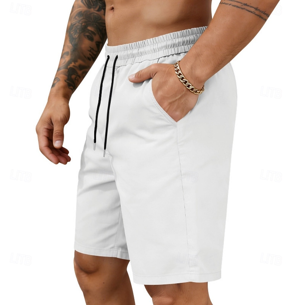 Voor heren Korte broek Casual korte broek Atletische korte broek Zak Elastische taille Effen Comfort Sneldrogend Knielengte Buiten Vakantie Modieus Streetwear blauw Zwart Inelastisch 2026 - $17.99 –P3