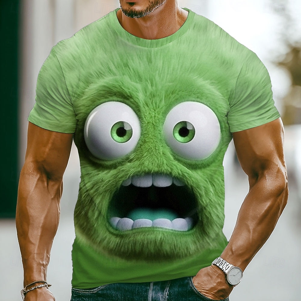 Herre Morsomme Emotes T-skjorte Kortermet T-skjorte 3D-print Rundhalset Mote Overdrevet Avslappet Daglig Gate Blå Lysegrønn Rød Sommer Vår Klær S M L XL XXL XXL 2026 - $18.99 –P4