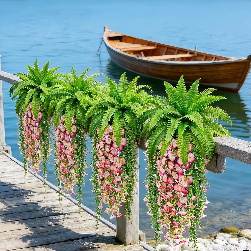 Ensemble de 4 plantes artificielles de type fougère de Boston et ipomée de la pampa, à suspendre soi-même. Résistantes aux UV, ces plantes artificielles réalistes sont toujours vertes et ne de 2026 ? $19.99 –P9