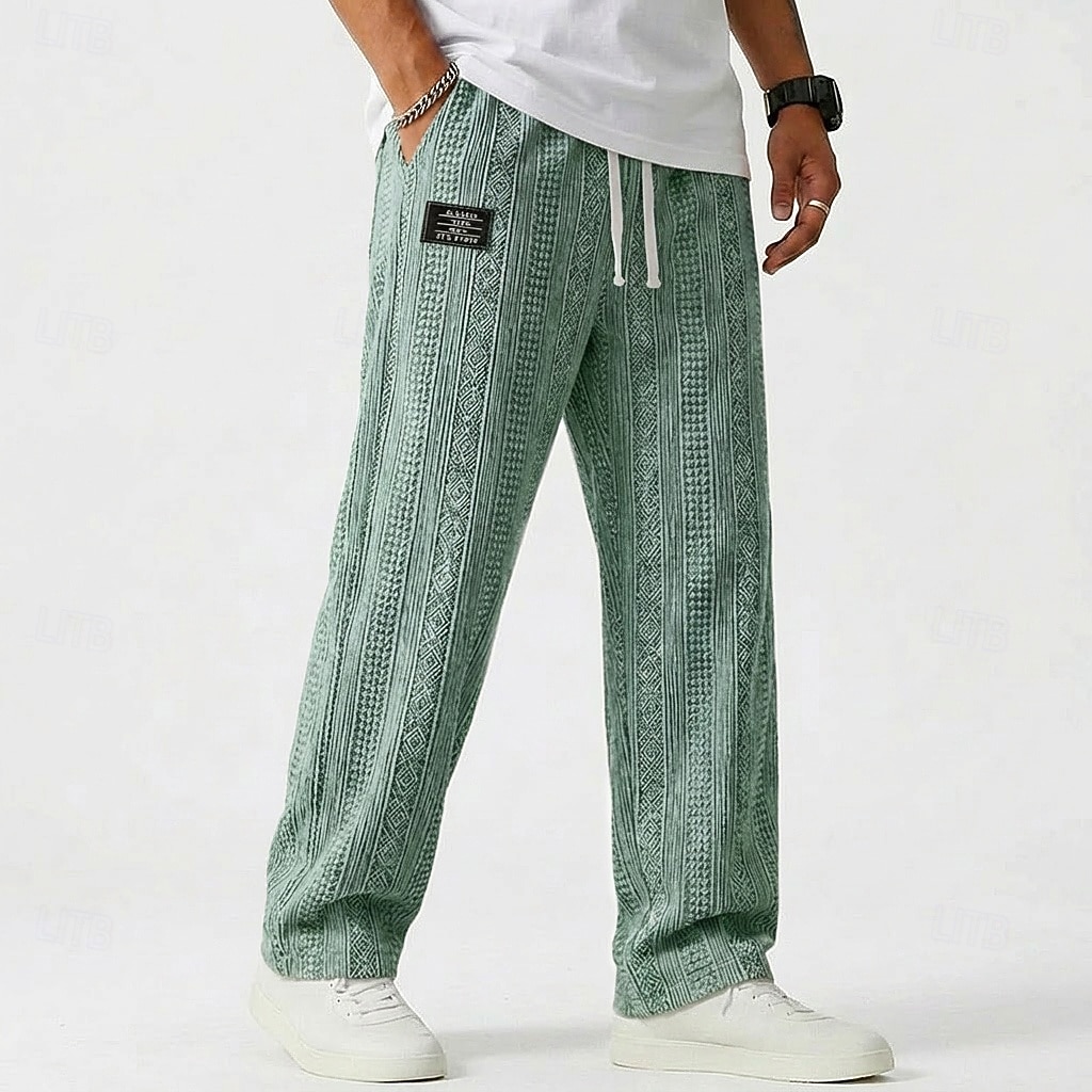 Homens Calças Calça casual Calças largas Calças texturizadas Jacquard Com Cordão Perna reta Tecido Conforto Comprimento total Casual Diário Ao ar livre Férias Moda Azul Preto Micro-Elástica de 2026 por $27.99 –P7