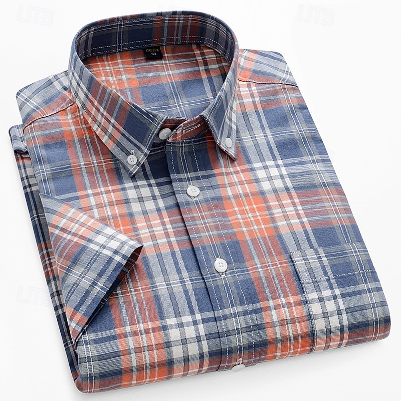 Homens Camisa Social Saia camisa de botão Camisa Oxford Bloco de cor Casual Diário Branco Amarelo Azul Marinha Azul Royal Manga Curta Aberto para a Lateral Verão Primavera Roupa Patchwork de 2026 por $36.99 –P3