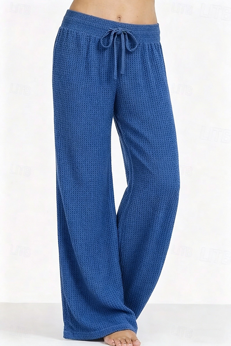 Per donna Nido d'ape Gamba larga Pantaloni Pantaloni Palazzo Vacanza Moda Streetwear Lunghezza intera Vita Alta Semplice Elastico in vita Comodità Traspirabilità Confortevole Inelastico Quotidiano del 2026 a $26.99 –P4