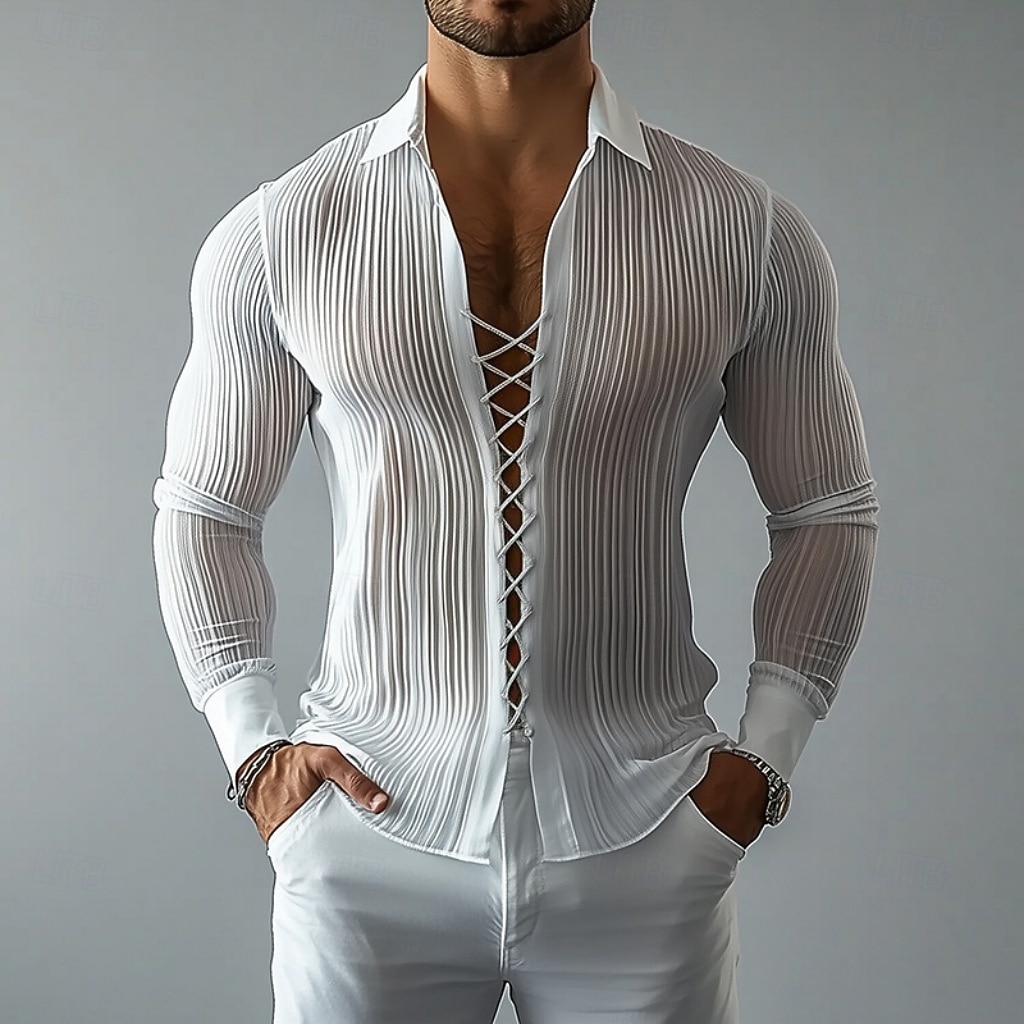 Per uomo Camicia Camicia casual Camicia con Bottoni Camicia Jacquard Bianco Manica Lunga Semplice Colletto a Camicia Casuale Quotidiano Allacciato Abbigliamento Elegante Moda Moderno Casual del 2026 a $31.99 –P1
