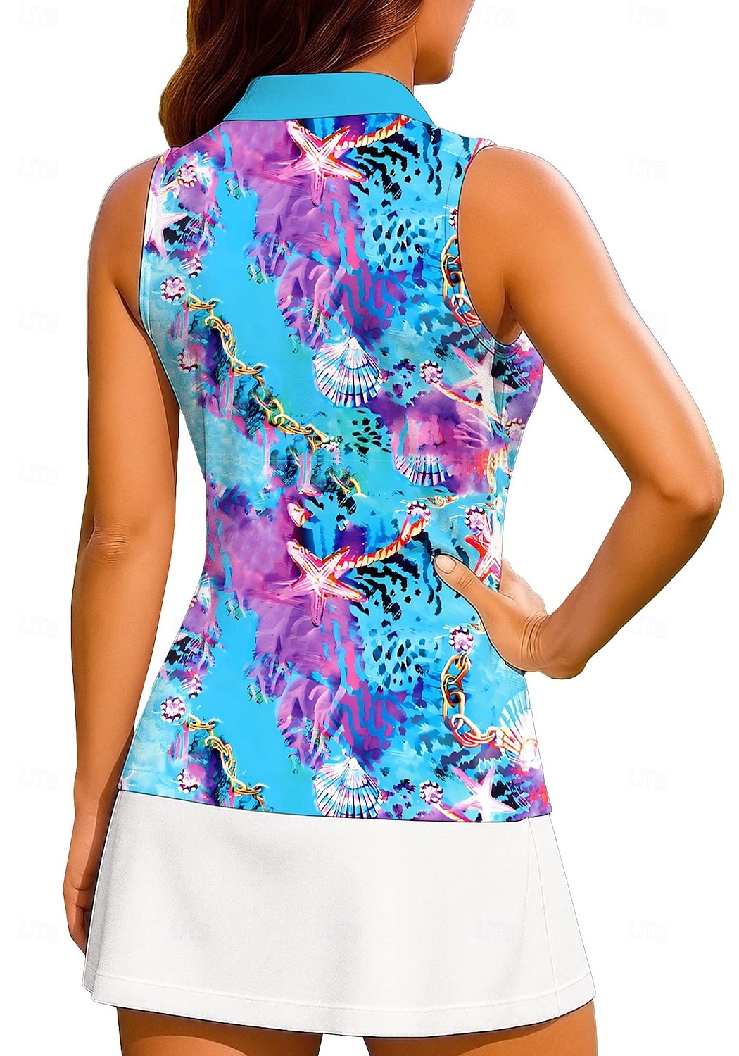 Damen Abstrakt Oberteile Sporthemd Golf-Poloshirt Tennis Shirt Ärmellos Reißverschluss Blumen UPF50+ UV-beständig Hohe Elastizität Feuchtigkeitsableitend Atmungsaktiv Tennis Golfspiel Pickleball 2026 - $20.99 –P3