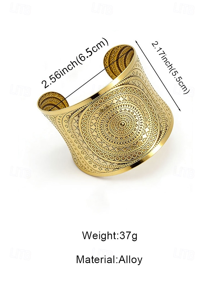Women's Bohemian Alloy Cuff Bracelet, Open Bangle in Gold and Silver for Beach Vacation, Daily Casual Wear, Resort Styling and Summer Statement Jewelry 2026 - $7.99 –P7