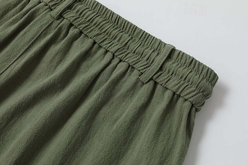 Férfi Vászon nadrág Nyári nadrág Strand nadrág Zsinór Zseb Rugalmas derék Sima Mokaszinok Légáteresztő Napi Tengerpart Vakáció Szabadság Hawaii Fekete Fehér Nem elasztikus 2026 - $25.99 –P4