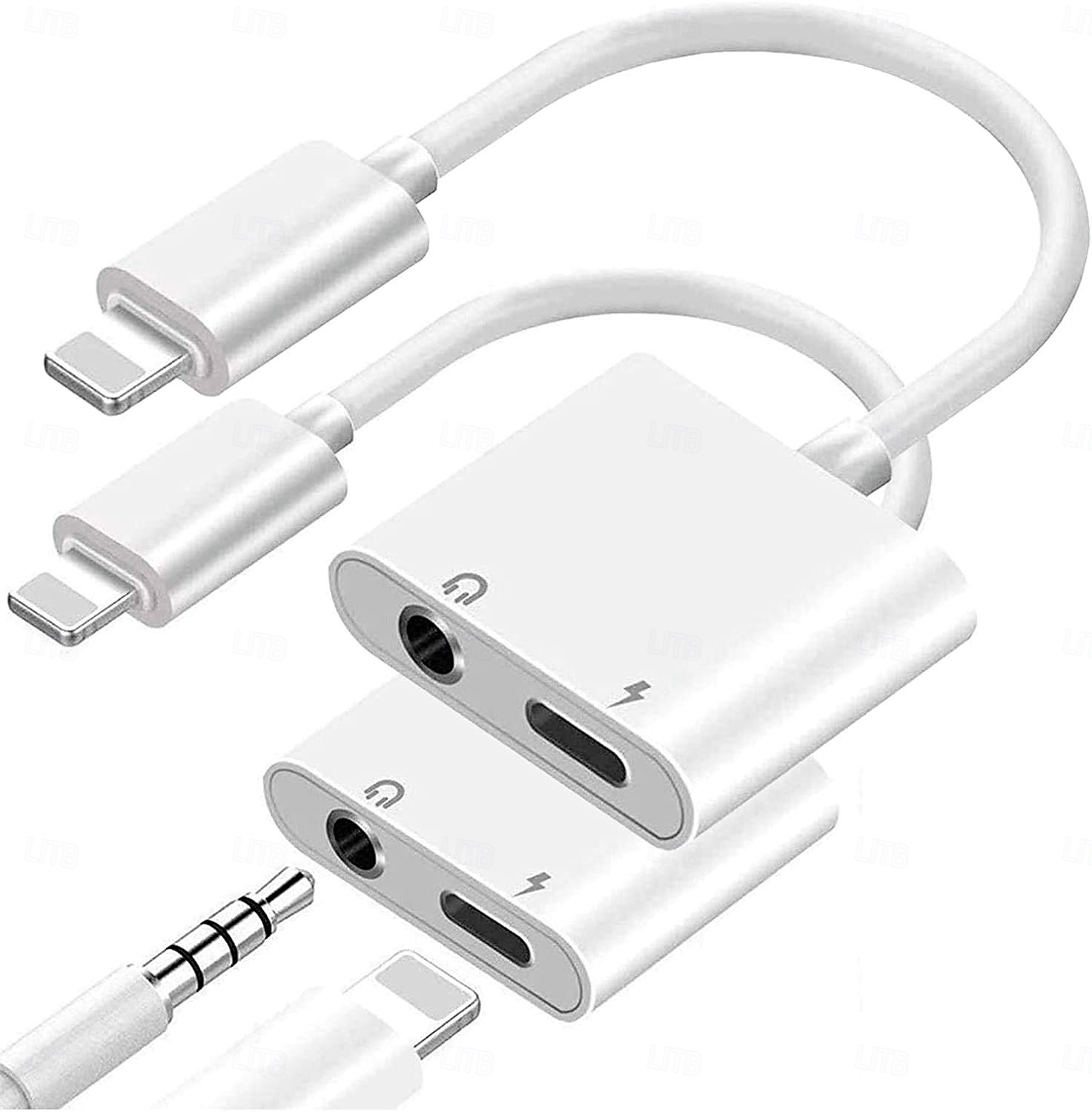 2-pack 2-i-1 lightning till 3,5 mm hörlursuttagsadapter &laddare, iPhone-splitter aux-ljuddongel kompatibel med iPhone 14 13 12 11 se 2026 - $17.99 –P1