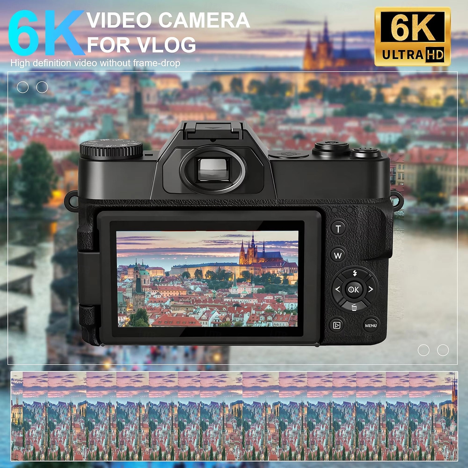 Цифровая фото- и видеокамера 6K, камера для видеоблогинга 64 Мп с автофокусом, поворотным экраном на 180°, вспышкой, замедленной съемкой и широкоугольным объективом. &макрообъектив, компактная камера 2026 - $127.99 –P5