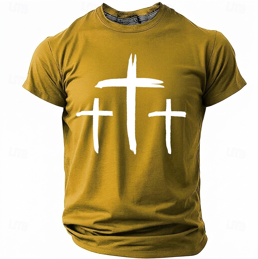 Hombre Cruz Camiseta Manga Corta Camiseta Impresión 3D Cuello Barco Camisa Moda Design Sencillo Casual Diario Fiesta Rojo Verano Primavera Ropa S M L XL XXL XXXL 2026 - $18.99 –P3