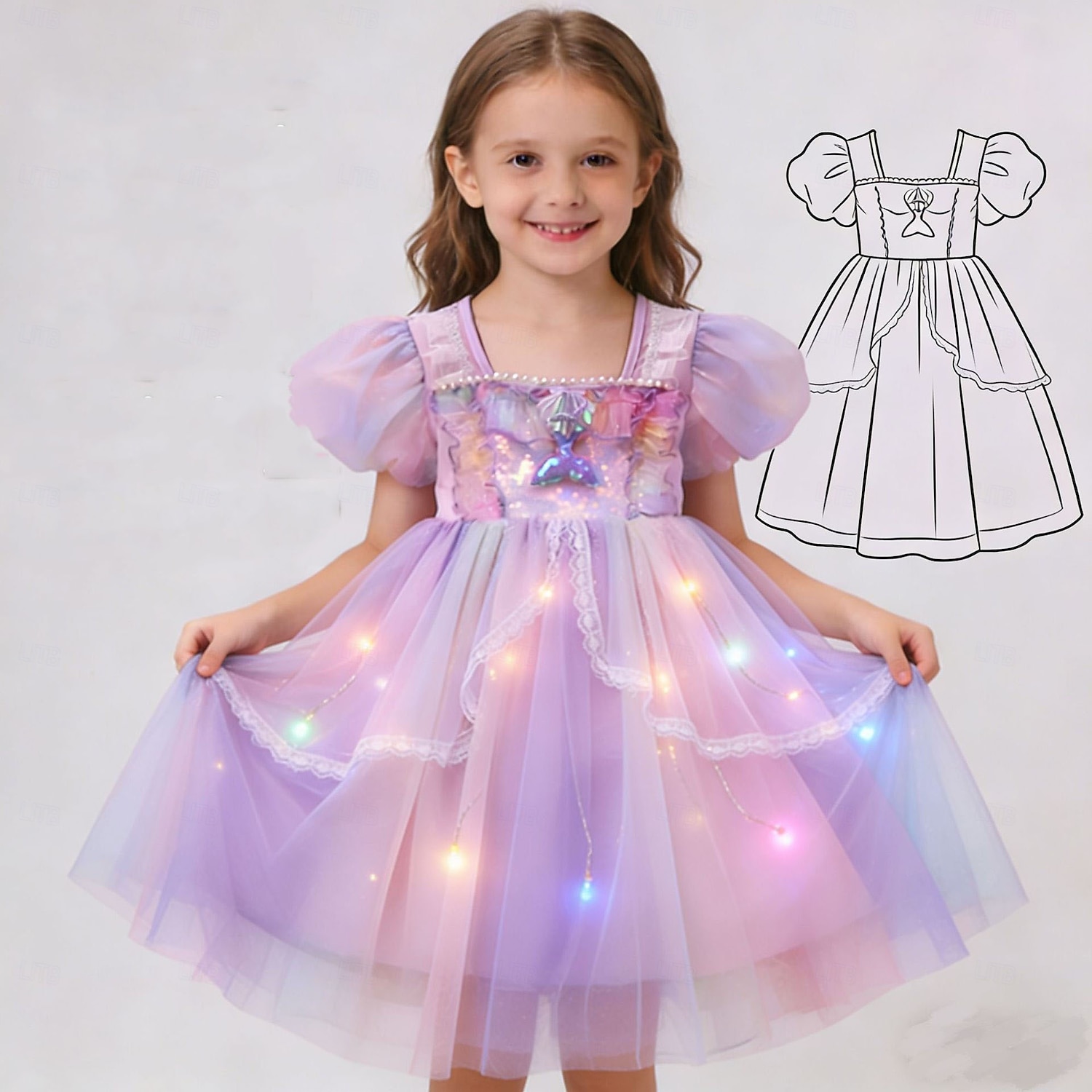 Prinzessin Kleid Cosplay Kostüm Outfits Film Niedlich Balletröckchen LED-Leuchten for Mädchen Kinder Maskerade Buchwoche Täglich Party Ferien 2026 - $41.89 –P1