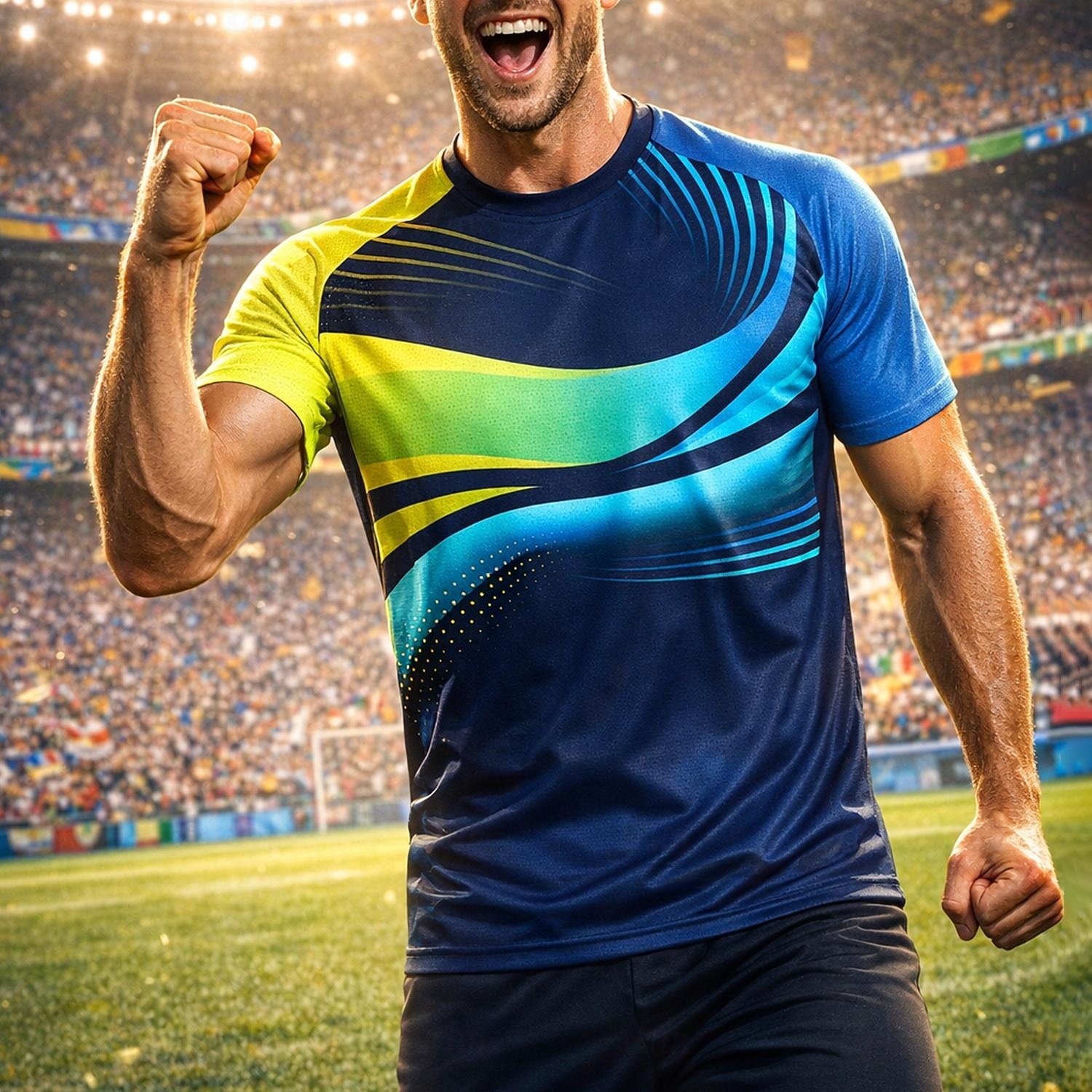 Uniseks Geometrisch Brazilië Voetbalzomer Wereldwijde wedstrijd Truien Hardloopshirt Zomer Kleurenblok Korte mouw UPF 50 Sneldrogend Ademend Informeel Hardlopen Joggen Fitness blauw Sportkleding 2026 - $18.99 –P2