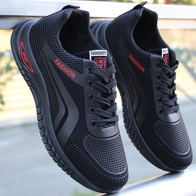 Tênis esportivo casual masculino preto com cadarço, leve, respirável e confortável para caminhada, ideal para uso diário, viagens, lazer ao ar livre, atividades de fim de semana e um estilo ativo para o dia a dia. de 2026 por $24.99 –P2