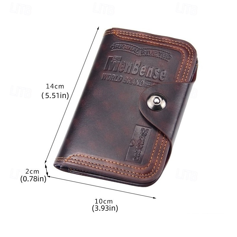 2 Pack Men's Wallet Vintage Retro Bifold PU Leather Purse, Distressed Riveted Short Wallet with Snap Button Closure, Card Holder for Men Boyfriend Father Gift, Brown/Charcoal 2026 - $17.99 –P12