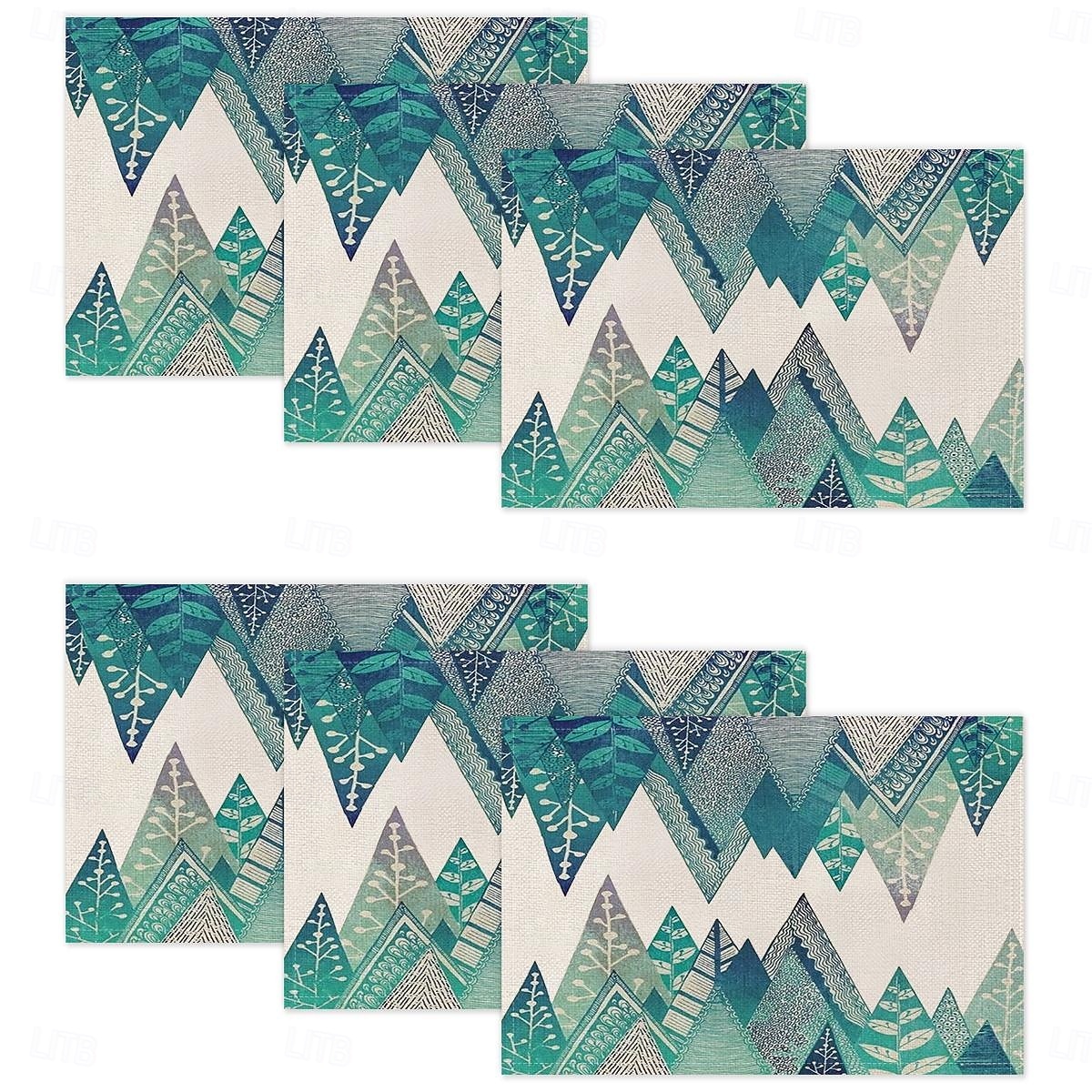 2026年 夏の海をイメージしたダイニングプレイスマット、ポリエステル100％の長方形テーブルマット、海の幾何学模様デザイン、洗濯機洗い可能、耐熱性、耐久性のあるテーブルプロテクター、モダンなホームキッチン  コレクション – $9.49 –P13