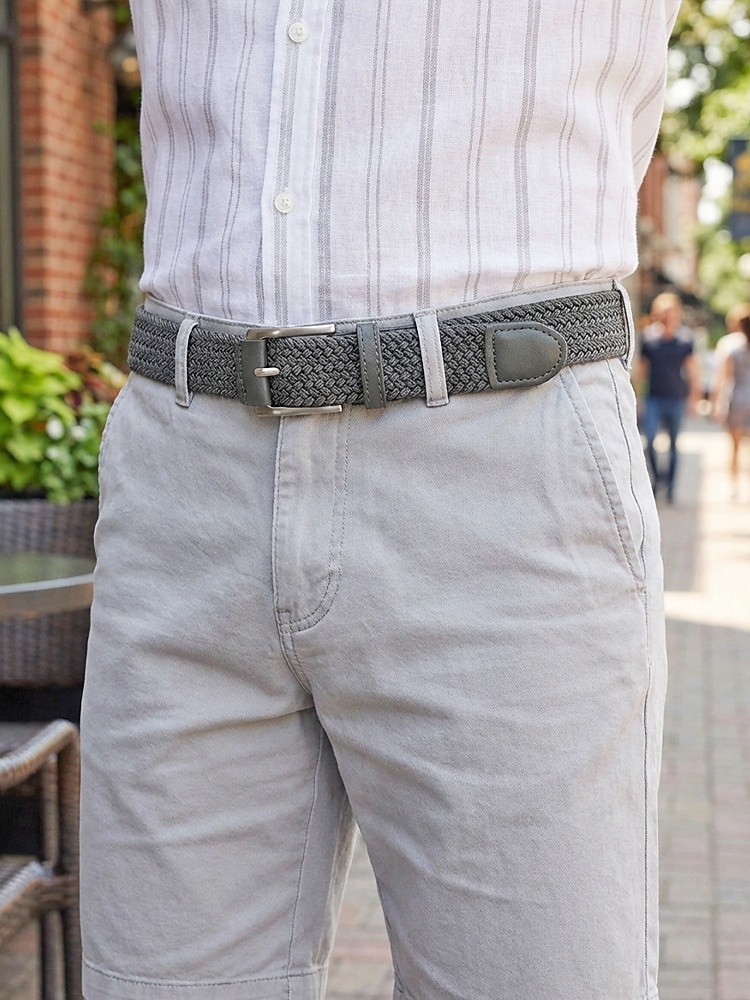 Geflochtener Herren-Stretchgürtel mit Kunstlederbesatz, verstellbarer, gewebter Freizeitgürtel in verschiedenen Farben für den Alltag, Strandurlaub, Reisen und Resort-Looks 2026 - $11.99 –P3