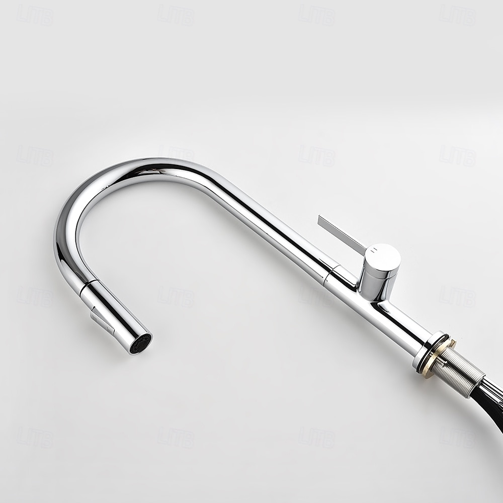 Кухонный смеситель с выдвижным распылителем, однорычажный смеситель с высоким изливом для мойки, прочная латунная конструкция, двухфункциональная распылительная головка, простая установка. 2026 - $216.99 –P4