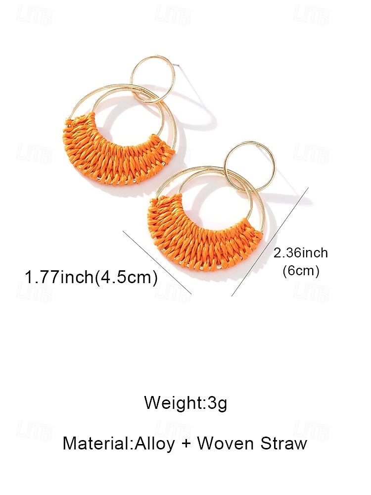 Women's Bohemian Woven Hoop Earrings, Alloy Rattan Style Statement Round Earrings in Multiple Colors for Beach Vacation Travel, Resort Wear and Everyday Casual Summer Jewelry 2026 - $7.99 –P10