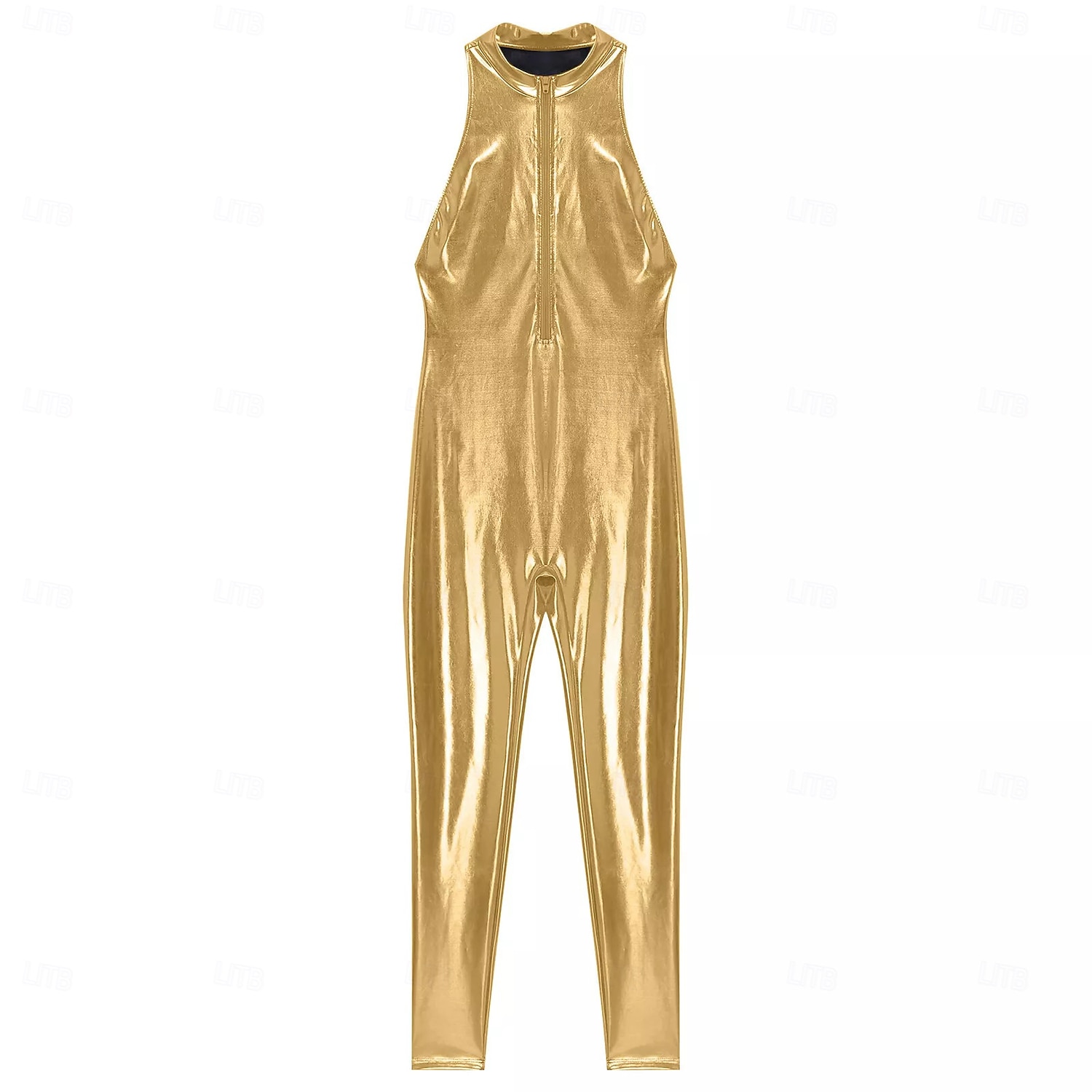 Retro Antiguo Disco Años 80 Mono Sin Mangas Disco Metálico Brillante Corte Bodycon Disfraz Mujer Carnaval Fiesta Bar Club nocturno Adultos Adulto Primavera verano 2026 - $35.99 –P3