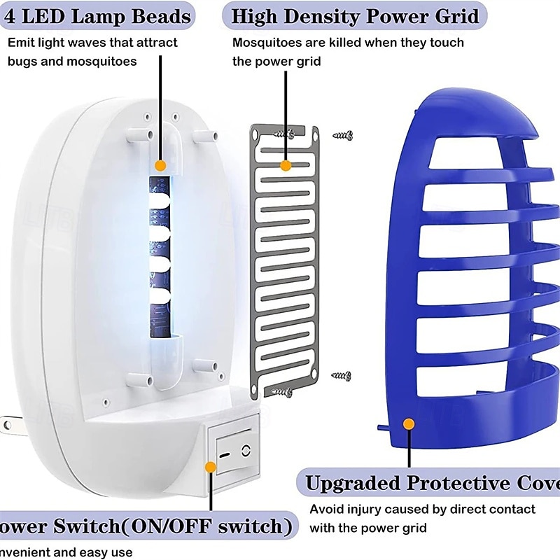 4 Pcs Electric Bug Zapper Indoor, Plug-in Mosquito Killer with UV Light, Fly Trap for House, Effective Against Fruit Flies Gnats Moths Ants Midges, Quiet & Safe for Kitchen, Cleaning Brush Included 2026 - $19.99 –P7