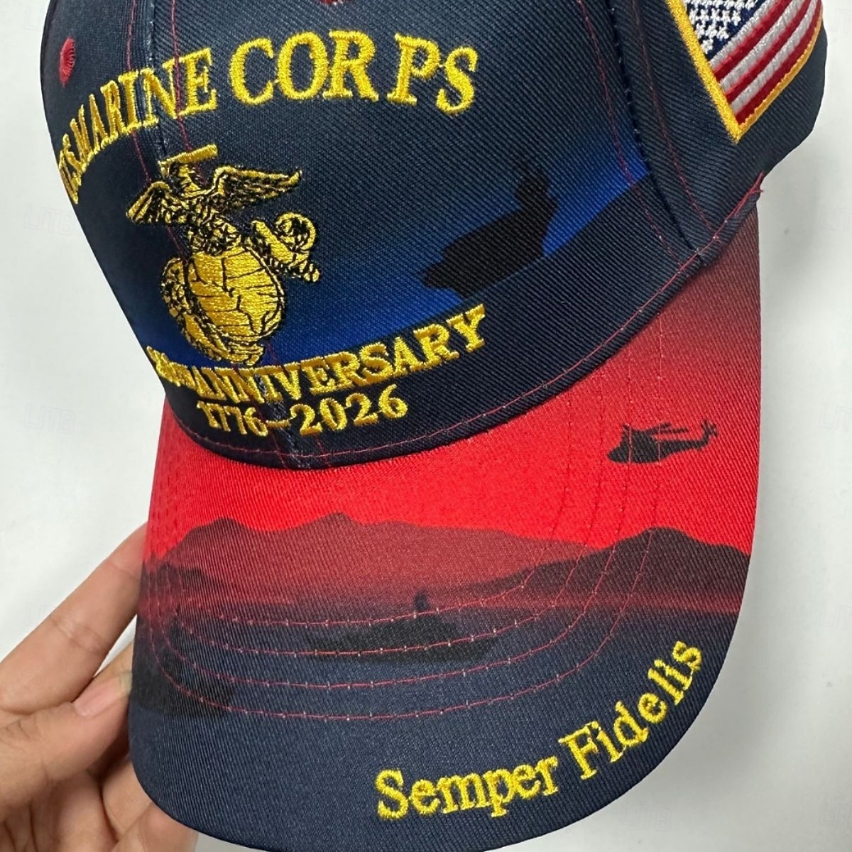 U.S. Marine Corps 250-årsjubileumsbaseballcaps 1775-2025, brodert militærhatt med Semper Fidelis, amerikansk flagg, rød &blå patriotisk justerbar lue 2026 - $21.99 –P6