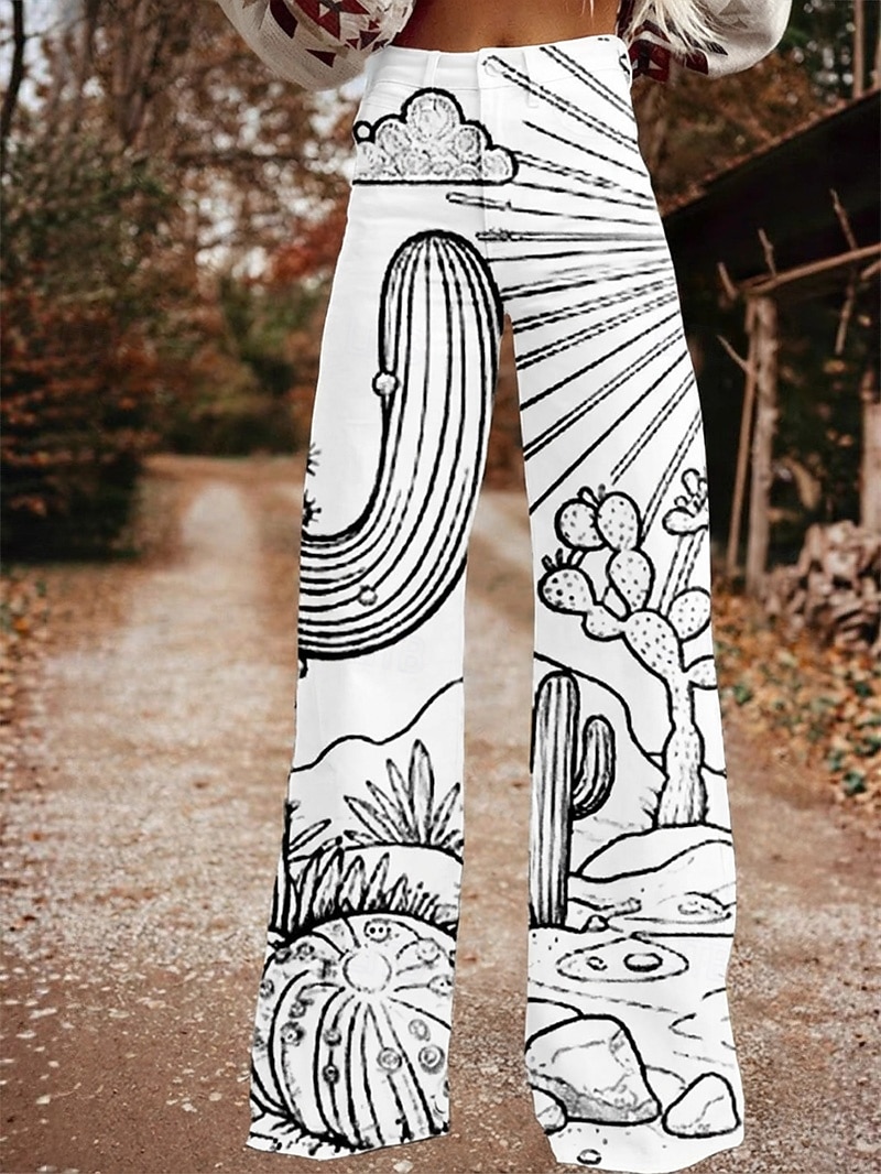Retro / vintage Bohem 1970erne Bukser Bukser med brede ben Hippie Disk Høy Midje Vestlig vekkelse Fuskejeans-stil Kostyme Dame Karneval Fritid / hverdag musikk festival Retro-temafest Voksne Bukser 2026 - $35.99 –P4