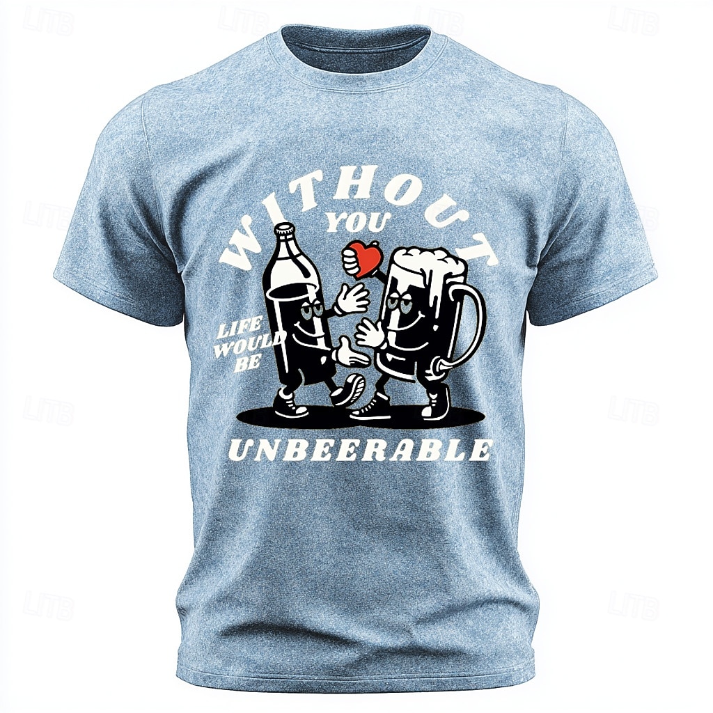 Men's Without You Life Would Be Unbeerable Acid Wash Funny Beer Pun Retro Cartoon T Shirt Tee Graphic Short Sleeve Regular Fit Crew Neck Party Bar Designer Clothing Apparel S M L XL XXL XXXL 2026 - $18.99 –P2