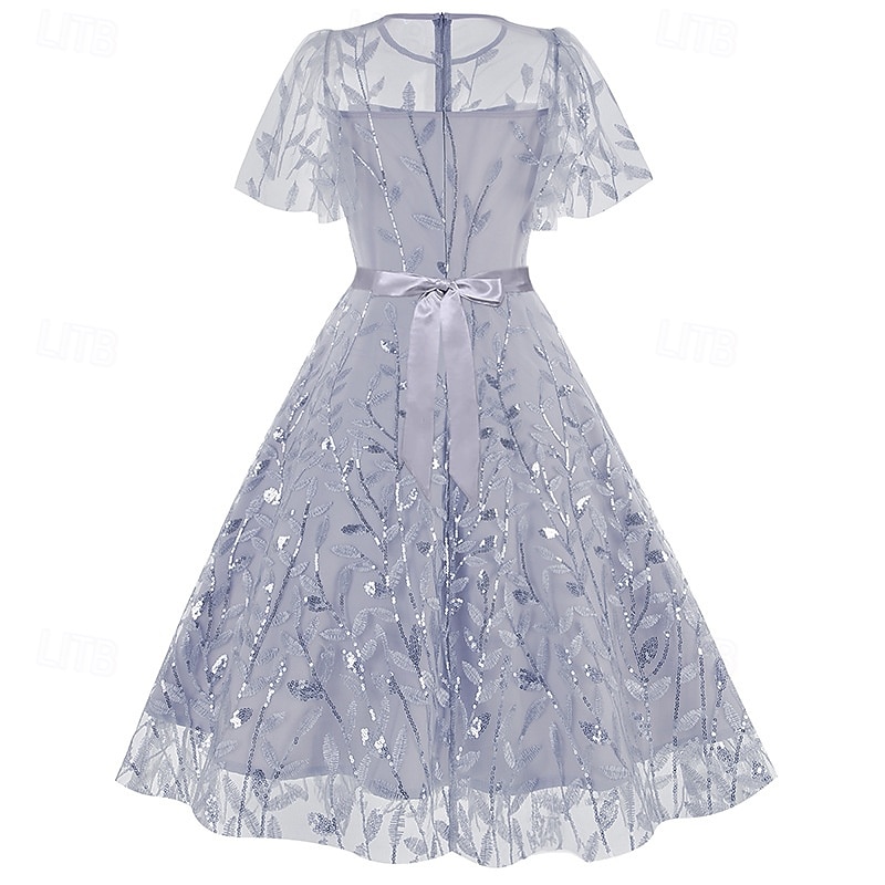 1950s Retro Vintage Midi Dress Swing Dress Flare Dress Short Sleeves Embroidered Leaf Fit & Flare Swing Round Neck Fancy Dress Women's Casual Evening Party Tea Party Adults' Dress Spring & Summer 2026 - $61.99 –P2