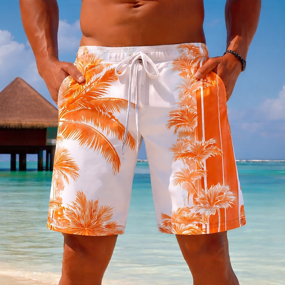 Hombre Árbol de coco Degradado de color Plantas tropicales Boxers de Natación Trajes de baño, bañadores cortos Pantalones de Surf Media cintura Hawaiano Exterior Vacaciones Uso Diario Bolsillos 2026 - $20.99 –P4