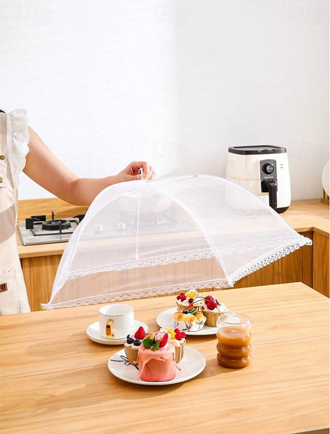 1 stuk opvouwbare voedselafdekking van gaas, herbruikbaar &Wasbare, opklapbare voedseltenten voor picknicks, kamperen, barbecues en feestjes in de buitenlucht. &ontbijtspullen, stofwerende 2026 - $10.99 –P5