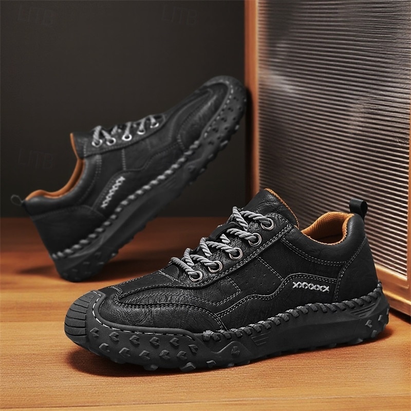 Herr Retro Outdoor Casual Sneakers i Läderlook Låga Herrskor med Tjock Sula och Snörning Bruna 2026 - $59.99 –P1