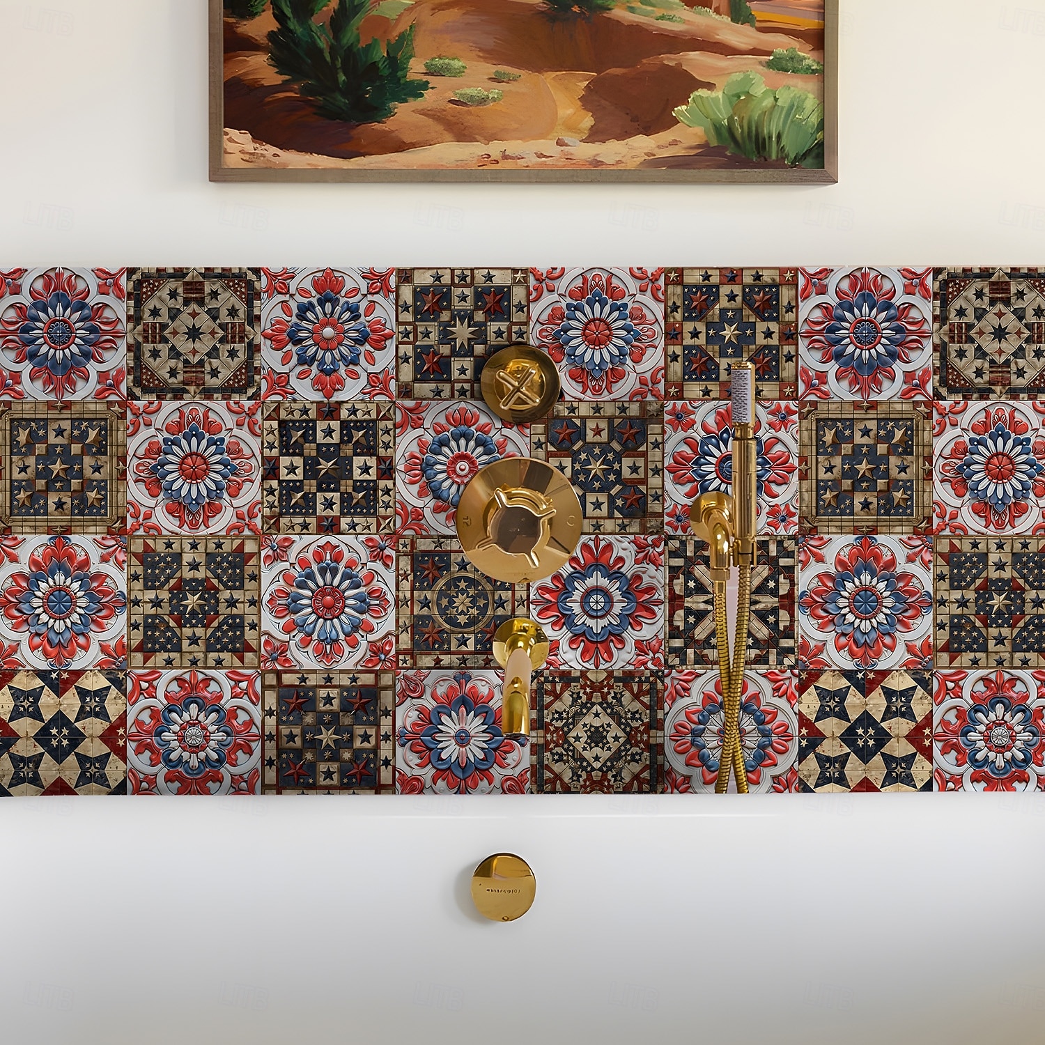 24PCS Peel and Stick Tile Stickers, Moroccan Pattern PVC Wall Decals, Self-Adhesive Removable Wallpaper for Renters, for Bedroom Bathroom Cabinet, Easy Installation 2026 - $15.49 –P8