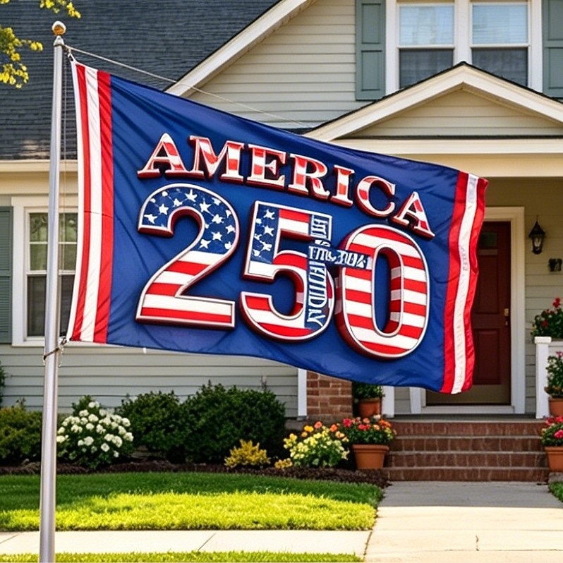 Az USA 250. évfordulós zászlaja fehérfejű sassal, tűzijátékkal és a "Mi, a nép" felirattal – ideális hazafias kültéri dekoráció ünnepségekre 2026 - $18.99 –P2