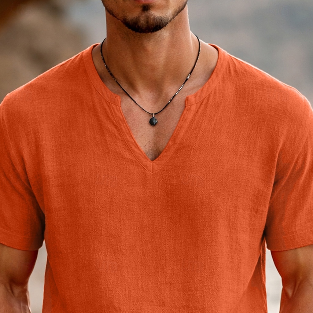 Voor heren T-shirt Korte mouw Korte Mouw V-hals Zomer Effen Modieus Ontwerper Basic Zacht Casual Vakantie Straat Zwart Wit Geel Top T-shirt voor mannen 2026 - $22.99 –P4