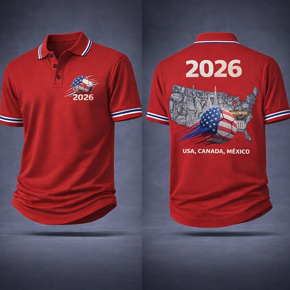 2026年 2026年サッカーワールドカップ 男性用 サッカー ポロシャツ