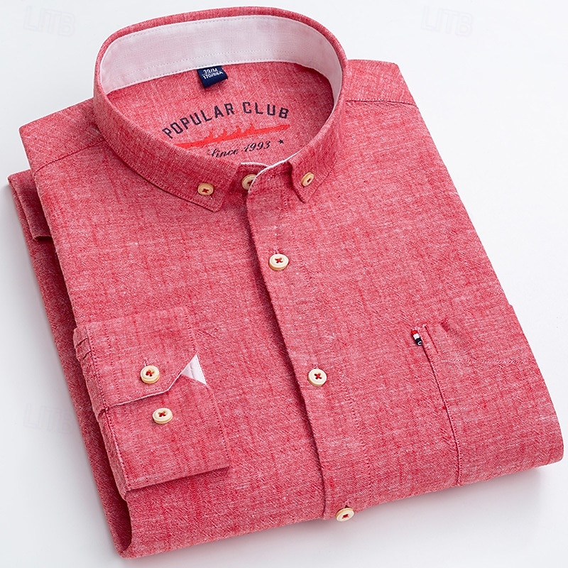 Per uomo Camicia Camicia di lino Camicia elegante Camicia button-down Blocco di colori Quotidiano Affari Blu Blu chiaro Bianco Rosso Manica Lunga Collo ripiegato Tutte le stagioni Abbigliamento del 2026 a $37.99 –P16