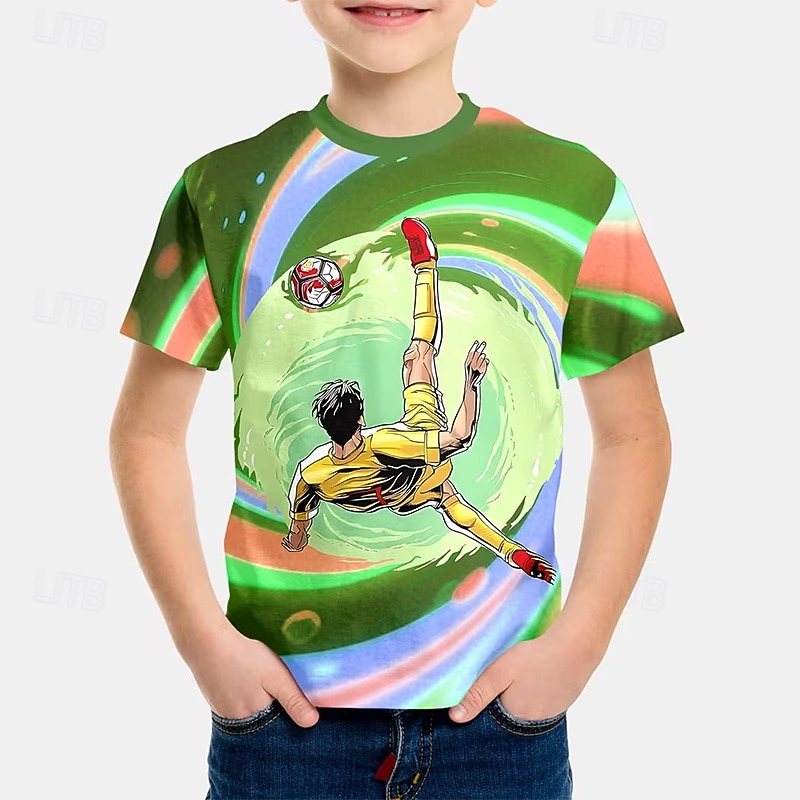 Boys' 3D Graphic Football Soccer T Shirts T shirt Tee Short Sleeve 3D Print Summer Spring Sports Fashion Streetwear Kids 5-12 Years Crew Neck Casual Daily Outdoor Regular Fit 2026 - $13.49 –P1